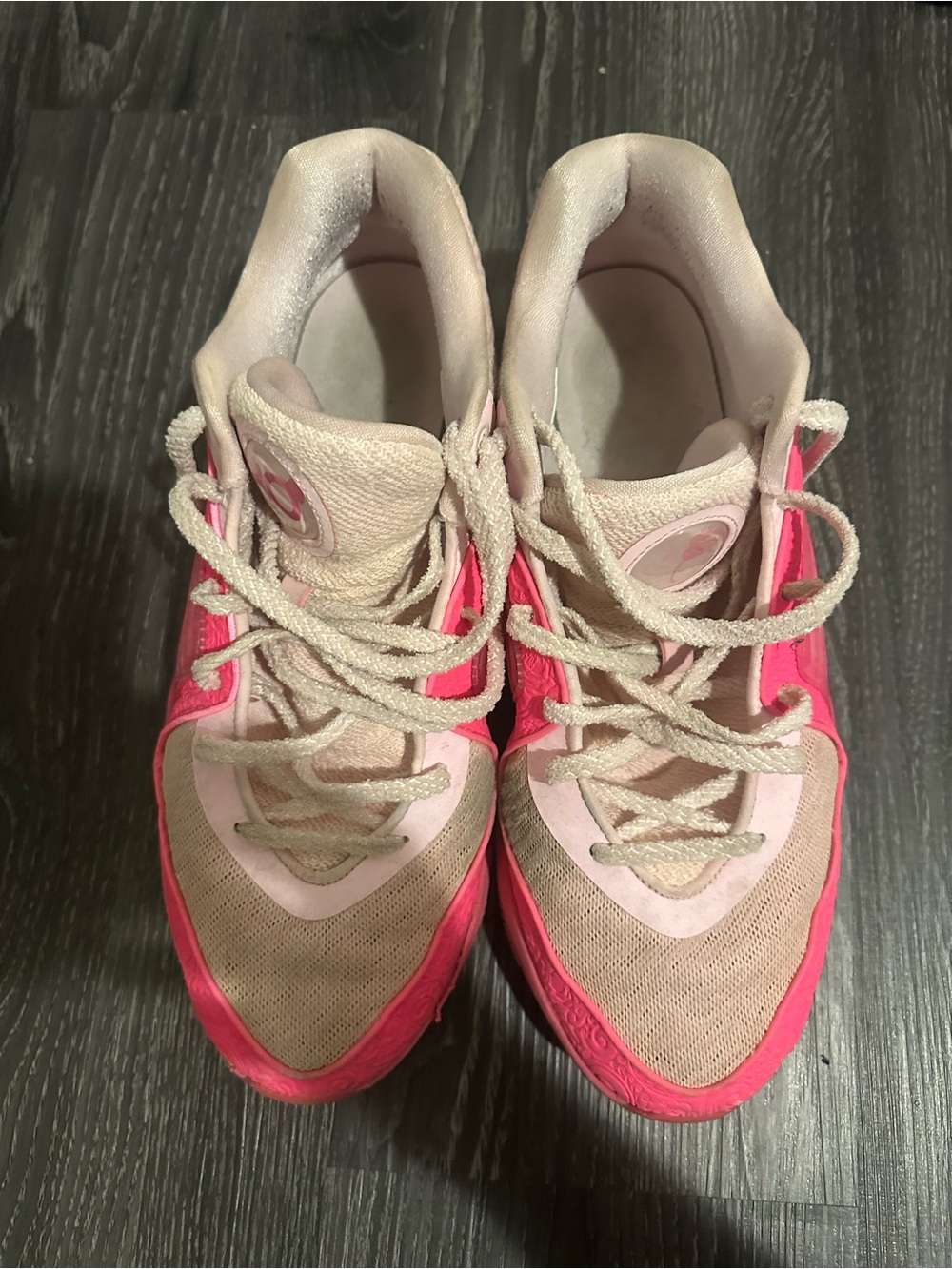Men's Athletic Sneakers in Light Pink with Hot Pink Accents